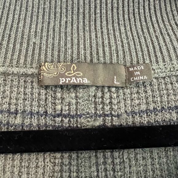 Prana Women's Long Henley Sweater Tunic Green Blue‎ Stripes Size Large - Picture 4 of 9